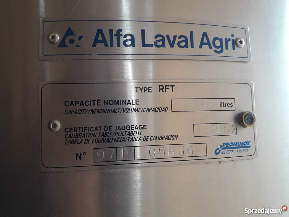 Zbiornik na mleko Alfa Laval 500l Bogusze