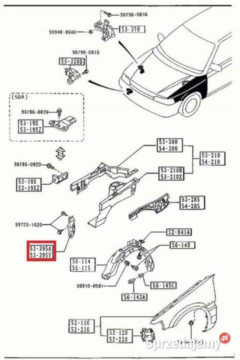 UCHWYT MOCOWANIE BŁOTNIKA LEWY PRZÓD MAZDA 323 sprzedam