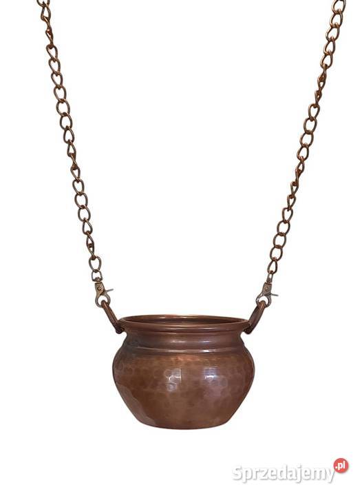 Miedziany garnuszek z uchwytami do powieszenia