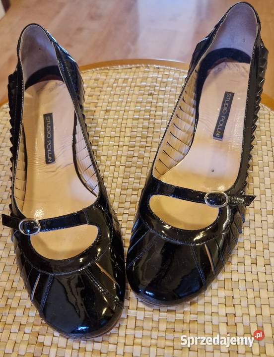 Damskie BUTY wizytowe Pollini czarne lakierki lubelskie Lublin sprzedam