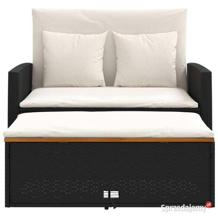 Sofa ogrodowa z poduszkami 2os czarna rattan PE sprzedam