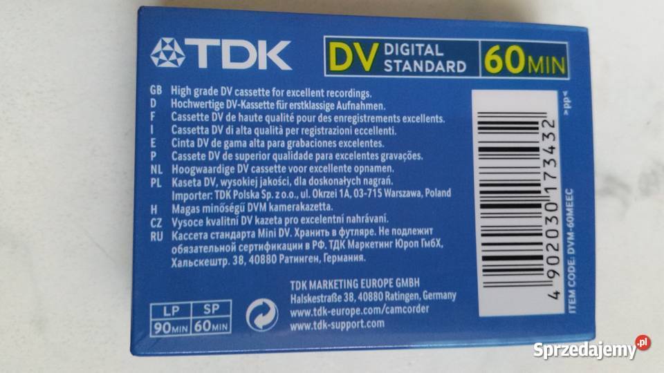 Kaseta TDK DVM DVC 1PK plastic case 60 minut Warszawa