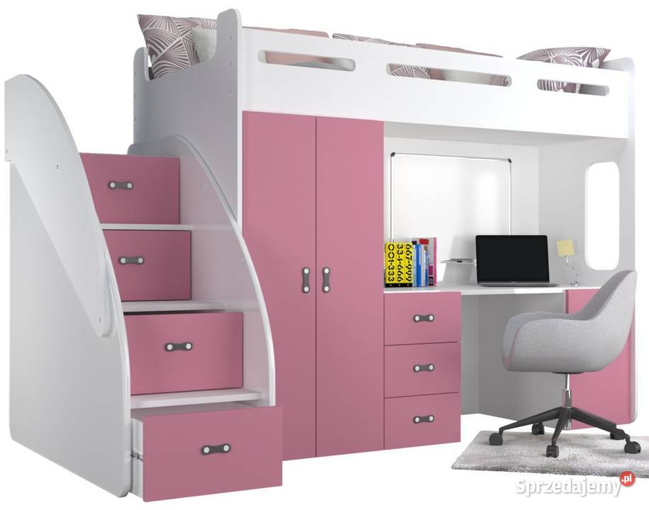 Łóżko dziecięce piętrowe z biurkiem Godziszka