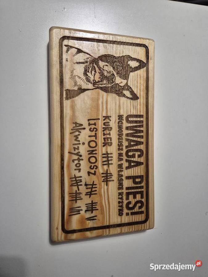 Drewniana tabliczka ostrzegawcza personalizowana Domki drewniane Charlejów