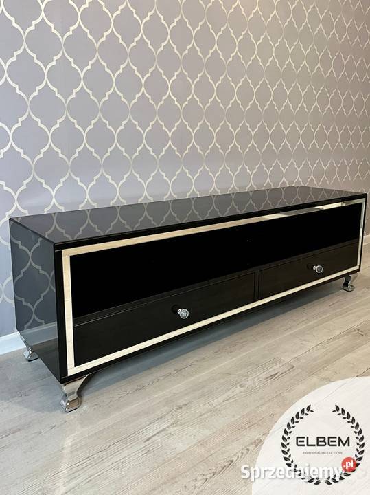 Szklana czarna szafka RTV Glamour Radom