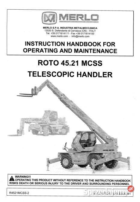 Merlo ROTO 4521 MCSS instrukcja obsługi DTR Kielce sprzedam