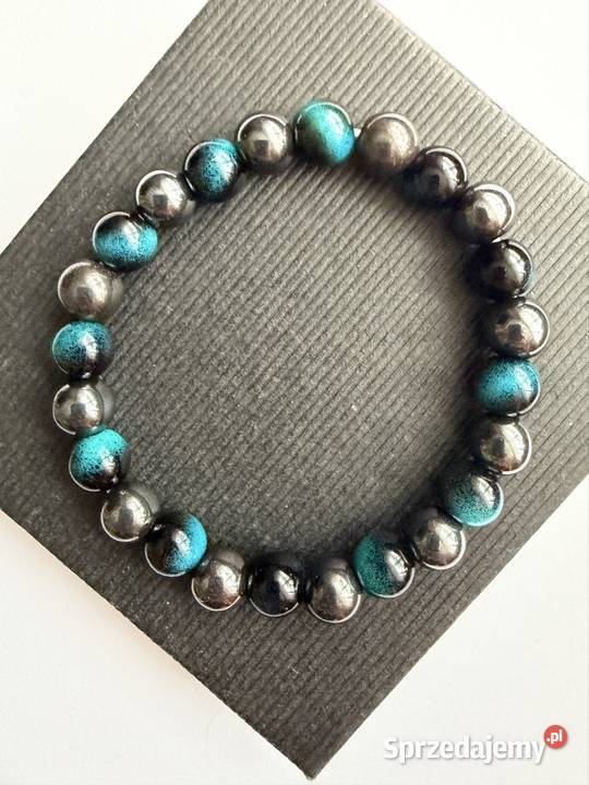 Bransoletka z hematytu i ceramiki na prezent Łomża sprzedam