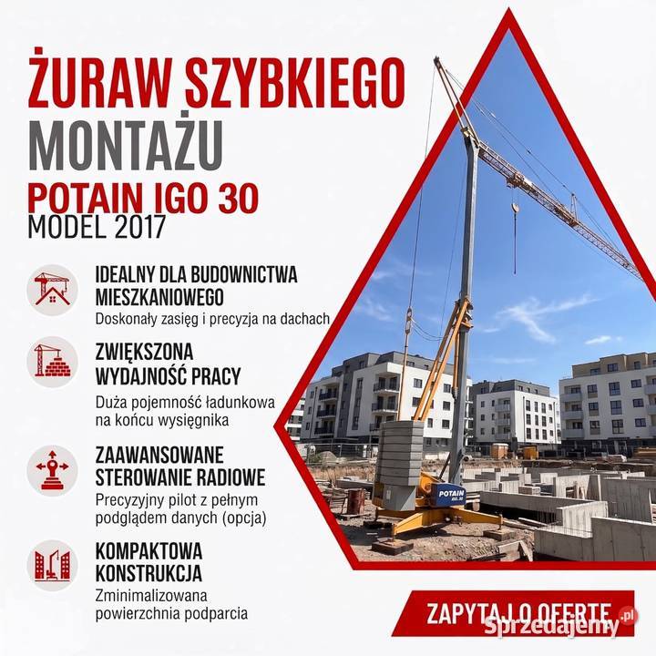 Żuraw budowlany dźwig budowlany dekarski prace Poznań