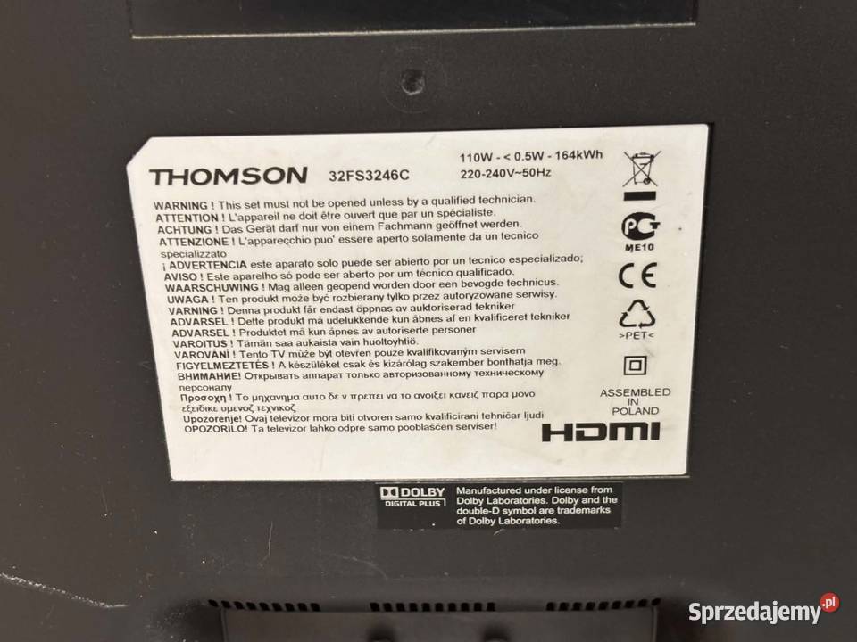 Telewizor Thomson 32FS3246C 32 LCD Pilot HDMI Elbląg