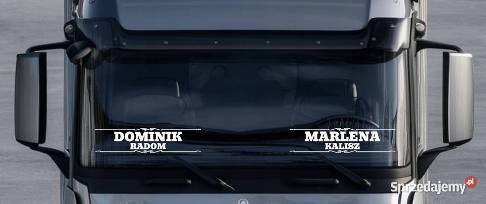 Naklejka imienna z imieniem TIR BUS biała bez Kobierno