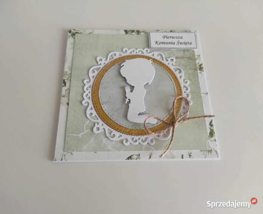 Kartka ręcznie robiona Komunia Święta chłopiec Łódź