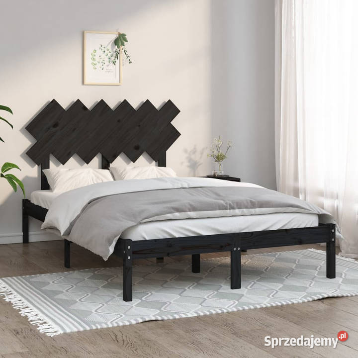 Rama łóżka czarna lite drewno 135x190 WM3104847