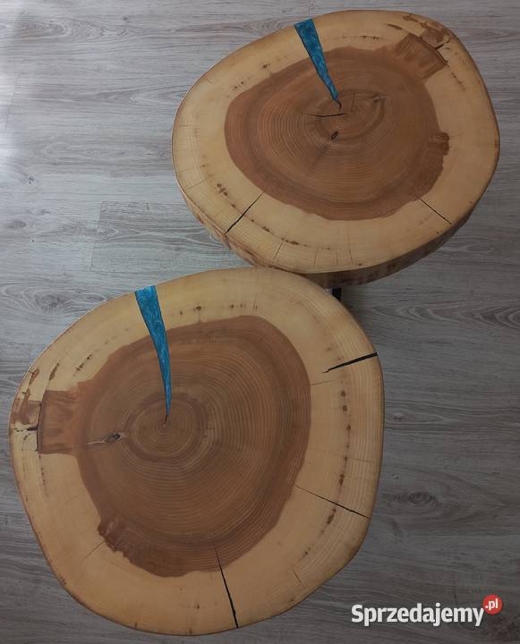 Stoliki kawowe z niebieską żywicą epoksydową Starcza