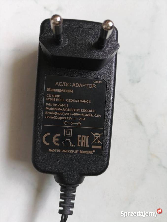 Zasilacz ACDC Adaptor Sagemcom NBSE24120200HE Części i akcesoria Puławy