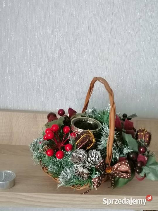 Stroik świąteczny z naturalnej szyszki z świecą Boże Narodzenie Katowice