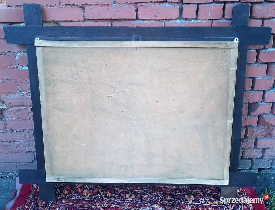 Duży Stary Obraz Diorama Sygnowany Malarstwo Gliwice sprzedam