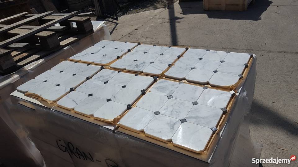 MOZAIKA BIANCO CARRARA OCTAGON DEKOR CZARNOBIAŁA Bielawa