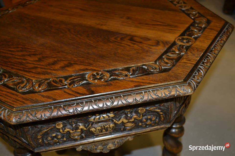 stół stolik neorenesansowy lity dąb