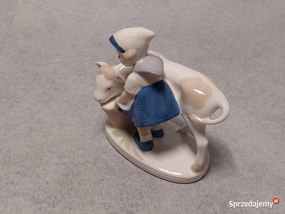 Lippelsdorf Figurka Dziewczynka z krową Turyngia Porcelana i szkło pomorskie Gdańsk