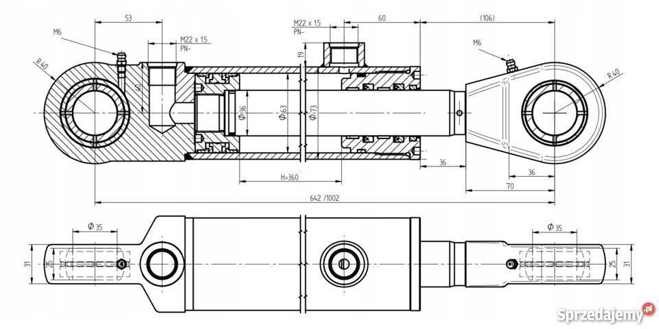 Siłownik Hydrauliczny 63x36 Skok 360 Mocowania Solec Kujawski
