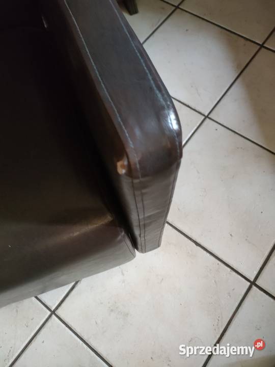 Fotel prosty skóra ekologiczna brązowa 54cm łódzkie Tomaszów Mazowiecki sprzedam