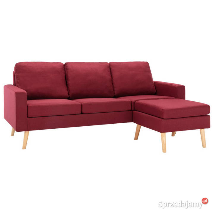 3osobowa sofa z podnóżkiem winna czerwień Warszawa