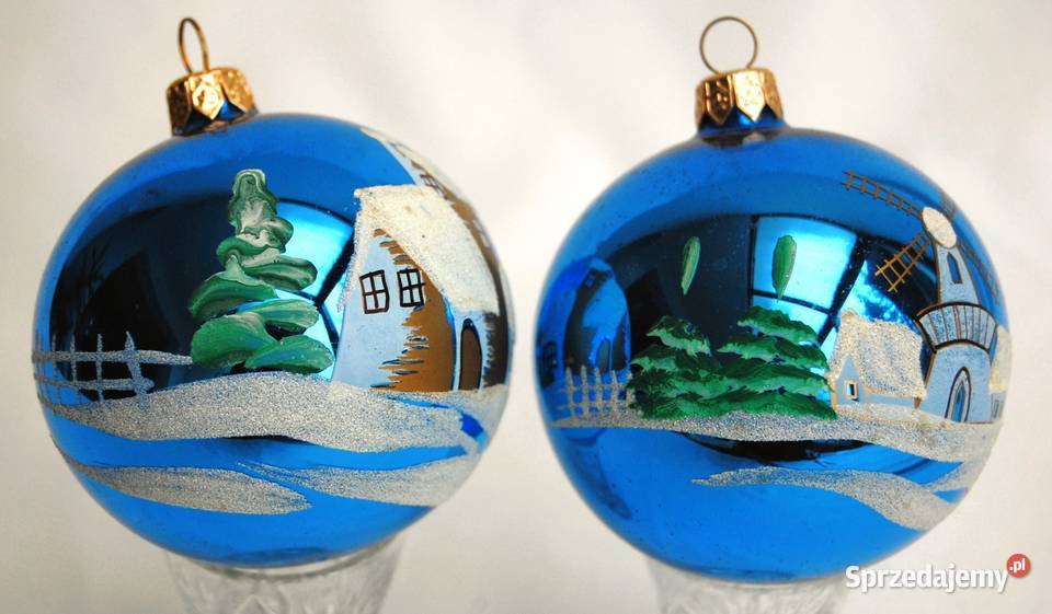 Bombki szklane choinkowe ręcznie malowane lubelskie Lublin