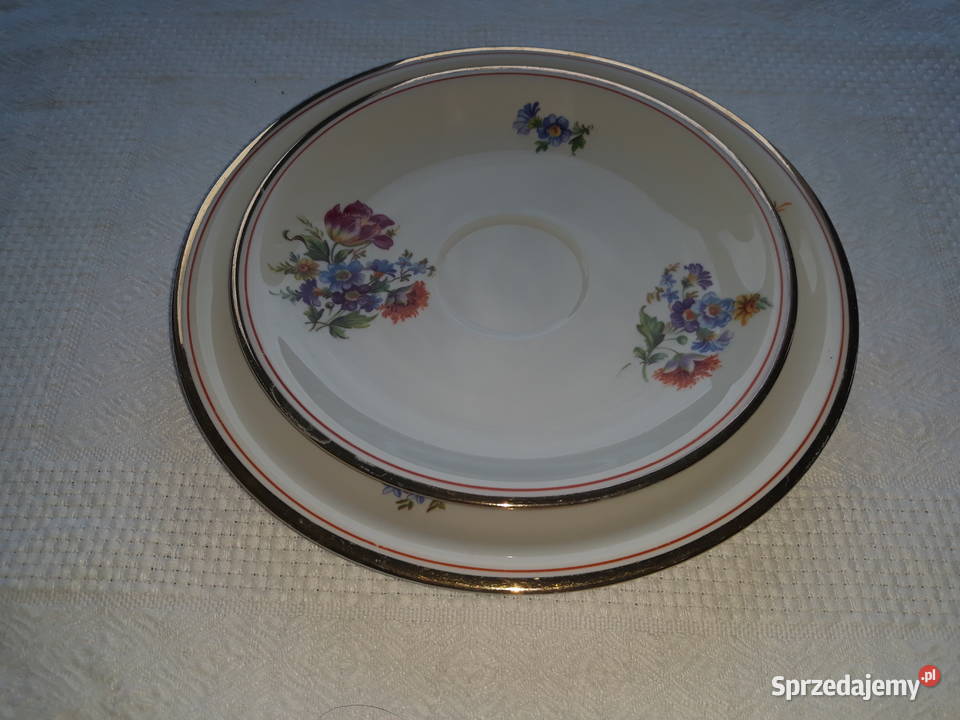 talerz talerze porcelana w kwiatki złocenia Gdańsk