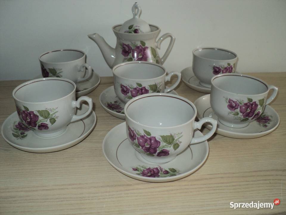 Nowy serwis kawowy 6 dzbanek i cukiernica Porcelana i szkło warmińsko-mazurskie Ełk