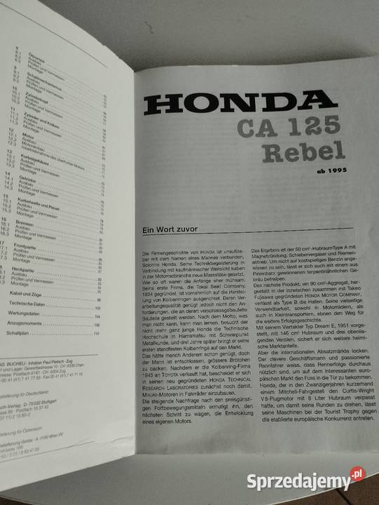 Instrukcja obsługi Hondy Rebel