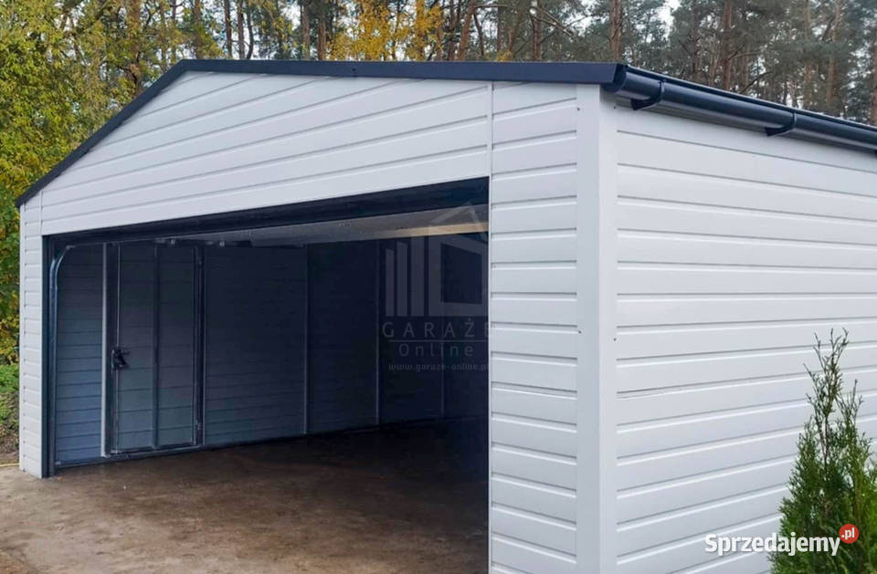 Garaż Blaszany 6x58 Brama segmentowa drzwi rynny