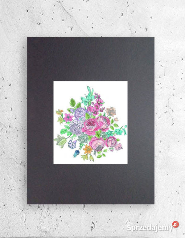 mały plakat z kwiatami plakat kwiatki obrazek czarny warmińsko-mazurskie Olsztyn sprzedam