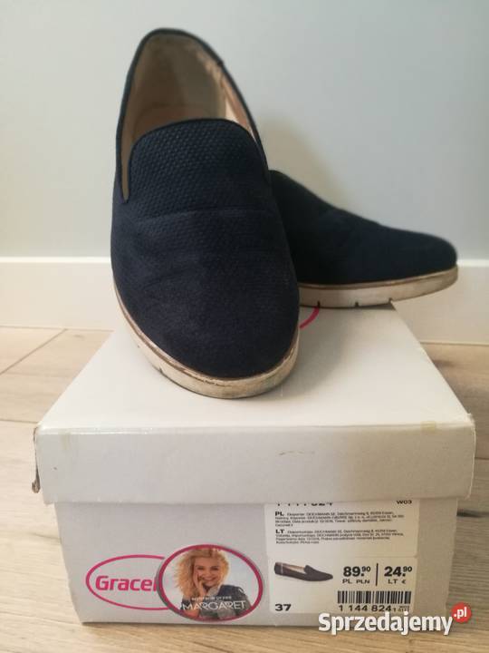 Damskie granatowe buty wsuwane lords GRACELAND 24.5cm