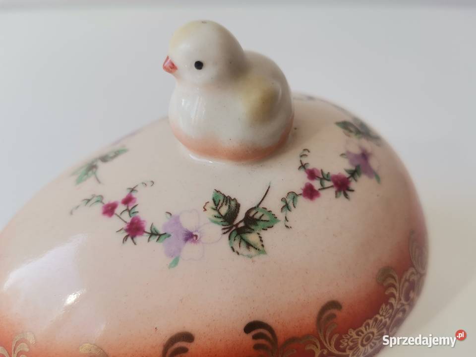 Stara przedwojenna bomboniera Jajo z kurczakiem Katowice
