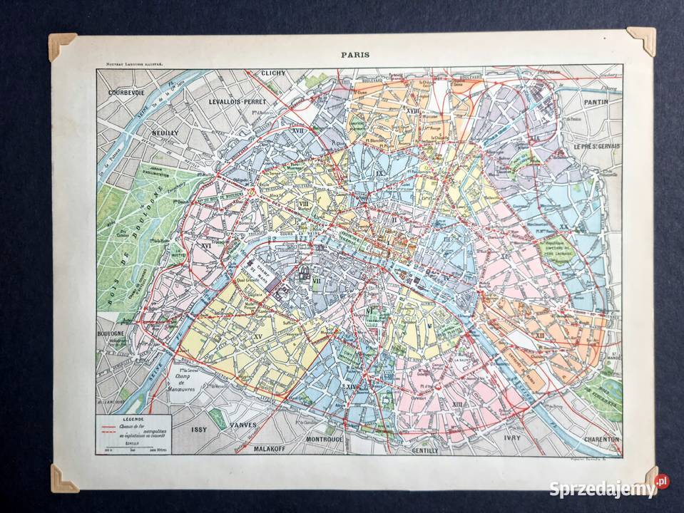 Mapa Paryża Paryż mapa stara mapa Paryża mapa Kołobrzeg