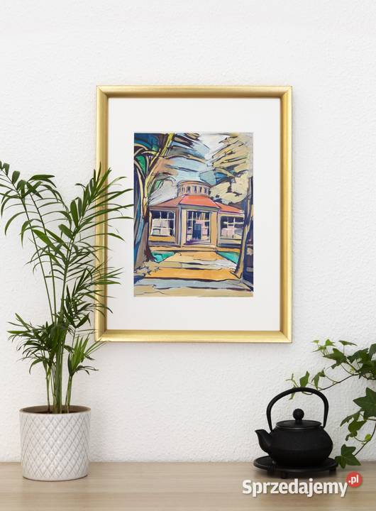 Architektura obraz gwasz Saba ekspresjonizm 29 x Lublin