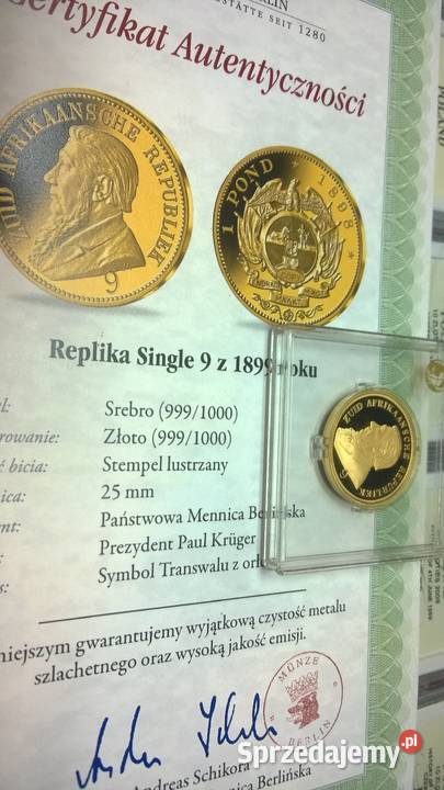 moneta REPLIKA SINGLE 9 Z 1899r Ag PLATEROWANA Warszawa
