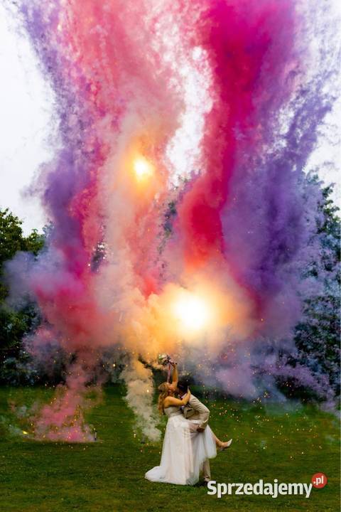 Kolorowe miny dymne ślub wesele atrakcje lubuskie Gorzów Wielkopolski