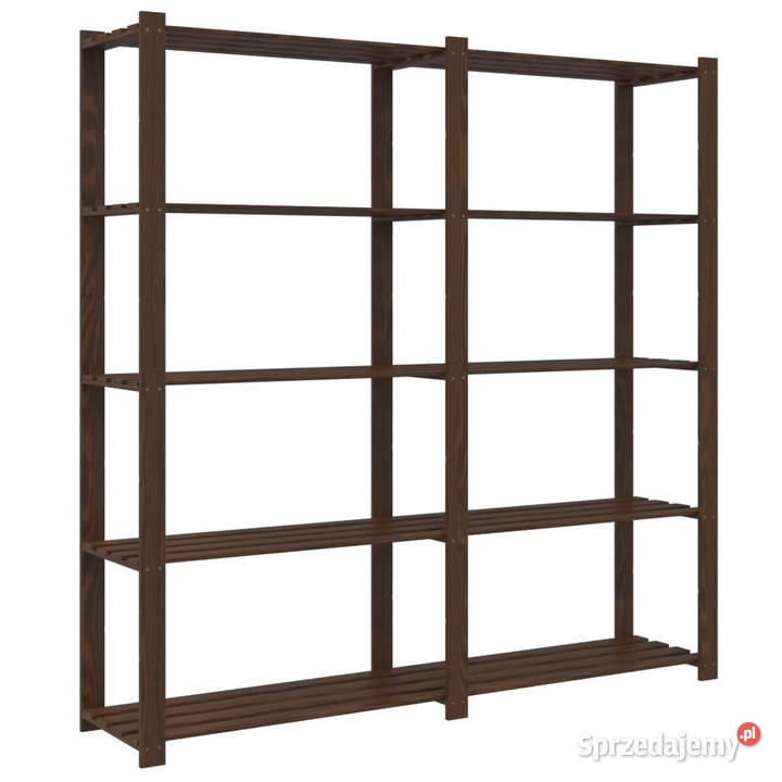 Regał z 5 półkami brązowy 170x38x170 lite drewno Warszawa sprzedam