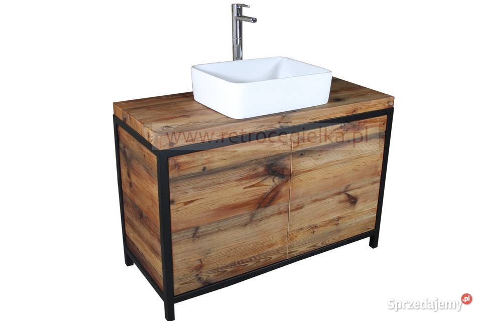 Szafka łazienkowa, stare drewno sosnowe, jasne, drzwiczki, s