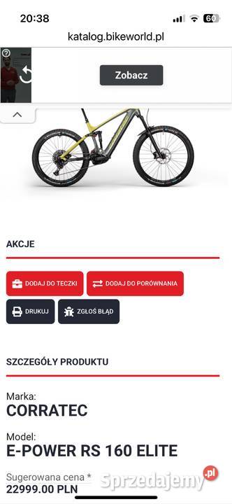 Corratec EPower RS 160 ELITE nowy rower śląskie Nakło Śląskie