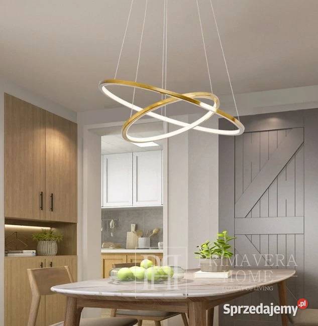 Nowoczesna lampa sufitowa wisząca ring złota Warszawa