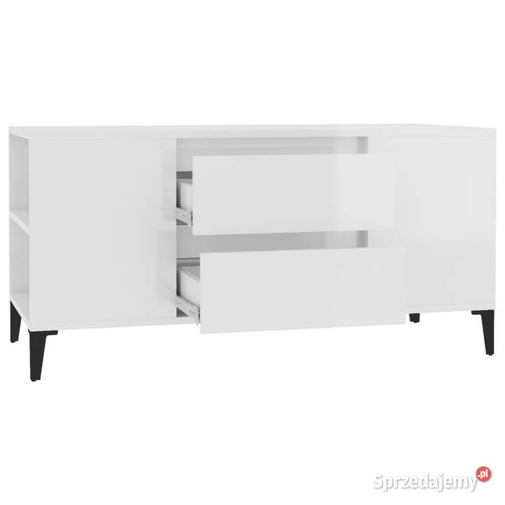 Szafka pod TV wysoki połysk biała 102x445x50