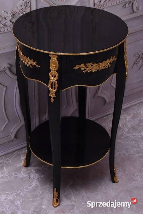 Czarno Złoty Drewniany Stolik Nocny Stół Kawowy Kraków sprzedam