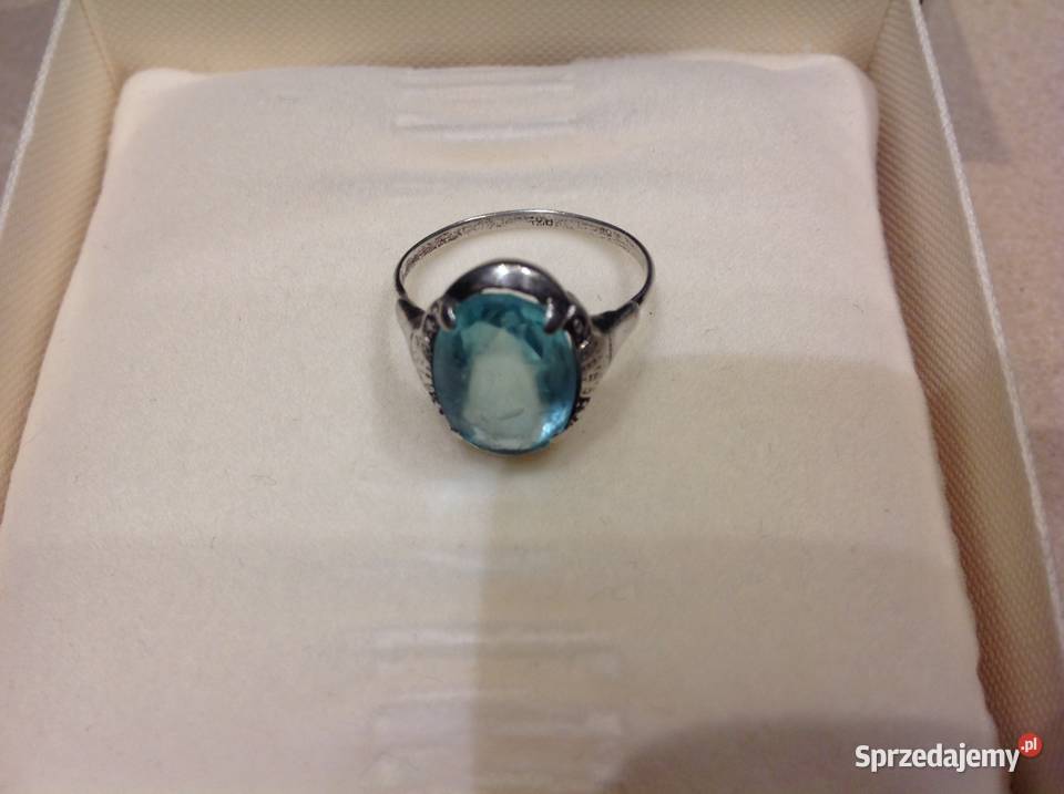 Stary Srebrny Pierścionek z Akwamarynem Srebro Nowa Sól sprzedam