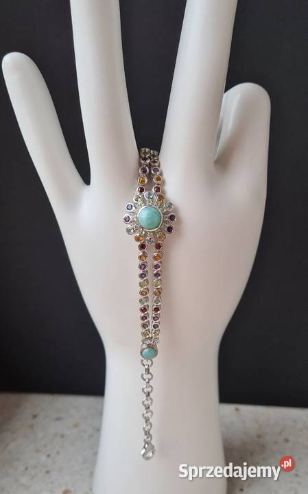 Srebrna bransoletka z kamieniami szlachetnymi srebro Otwock