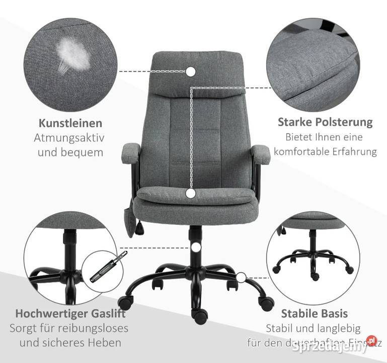 Vinsetto Krzesło biurowe z funkcją masażu Pozostałe Bochnia