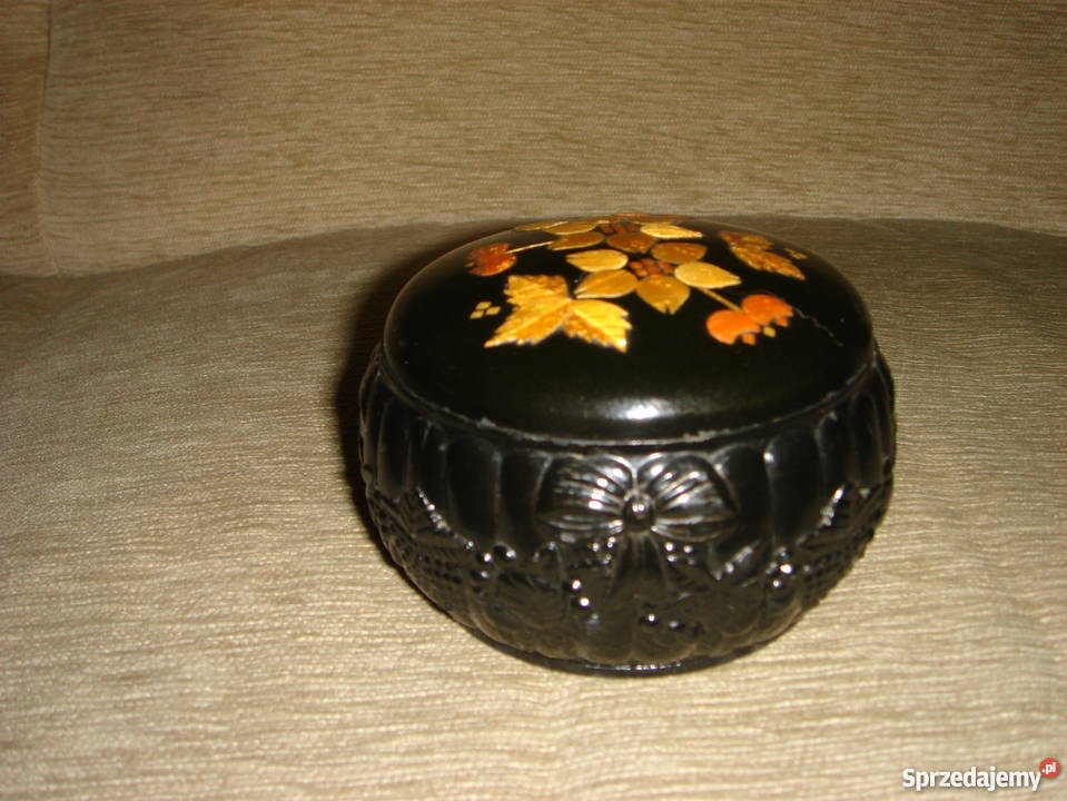 czarna zdobiona szkatułka na bizuterię drobiazgi Łódź