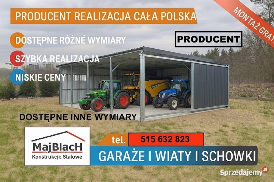 Garaż BlaszanyWiata na pojazdyZADASZENIE Słubice