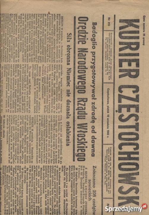 Kurier Częstochowski RV 1943 215 Szczecin